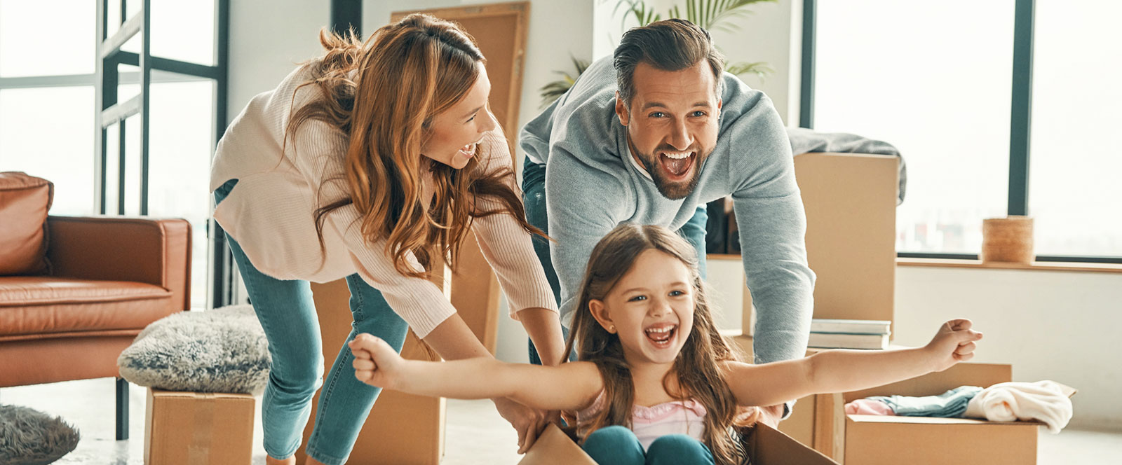 Young family moving into new house