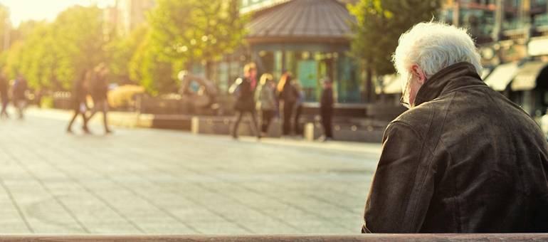 elderly man on bench