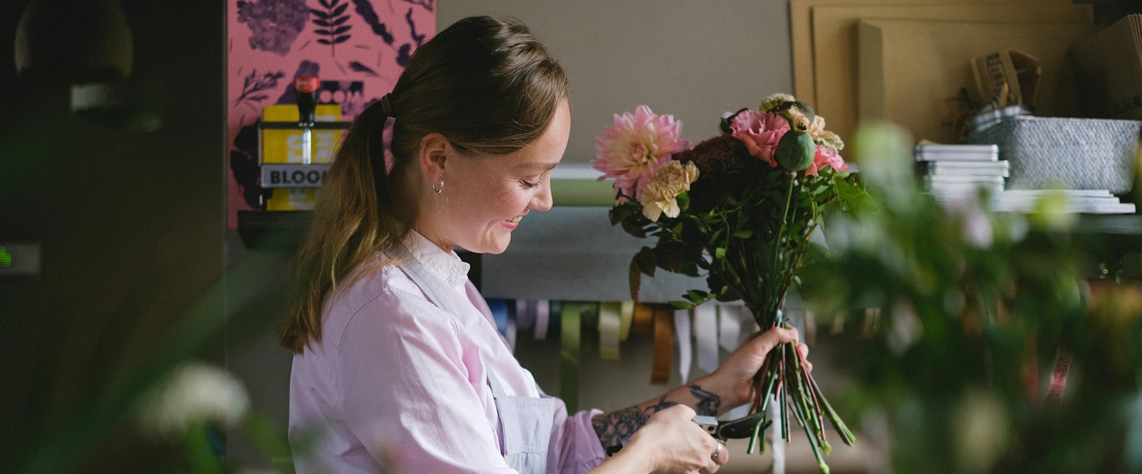 woman in flower shop